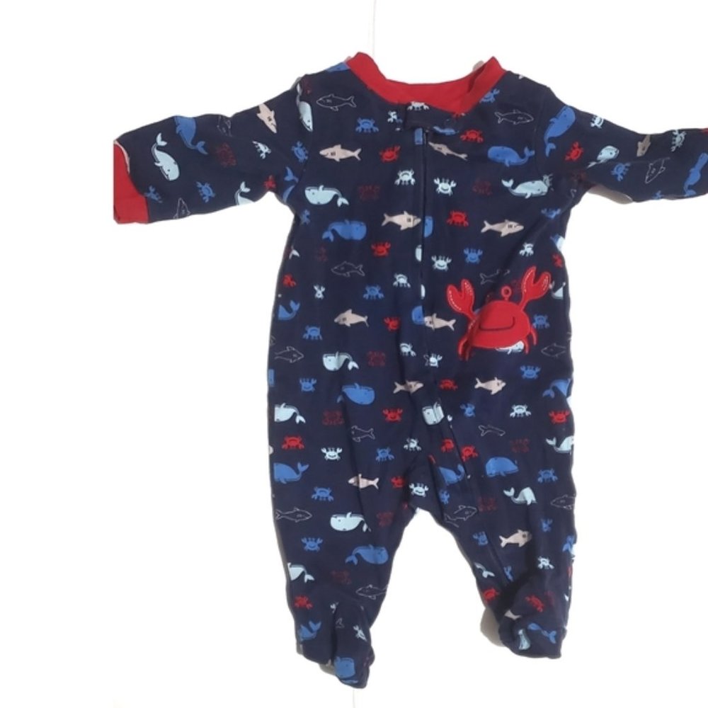 blue crab one piece sleeper footie outfit size new